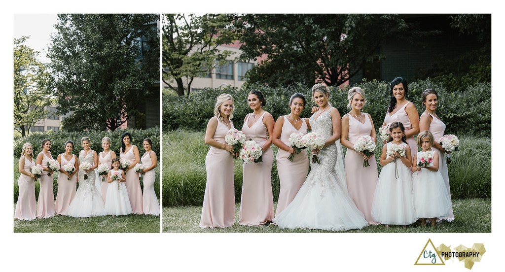 bridesmaids posing