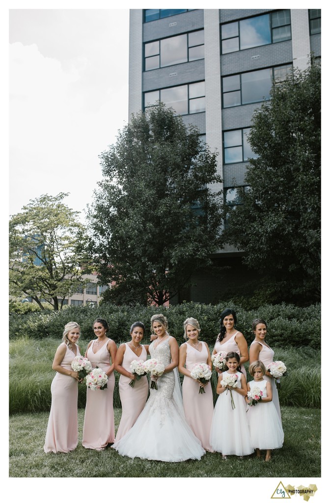 bridesmaids posing