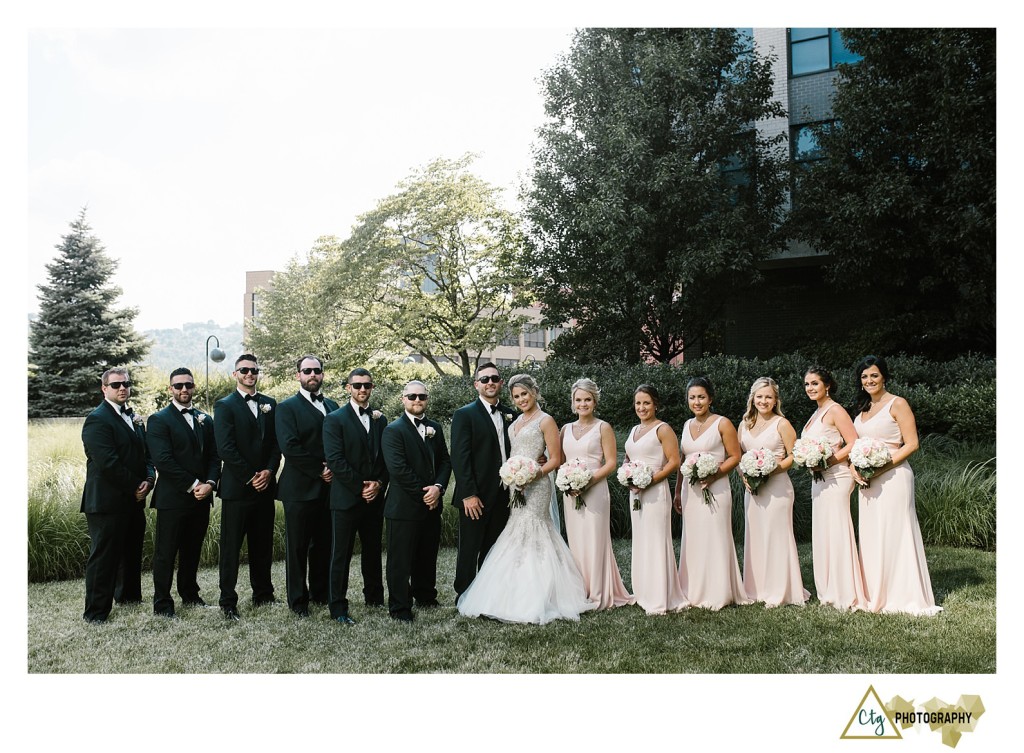 bridal party in downtown pittsburgh