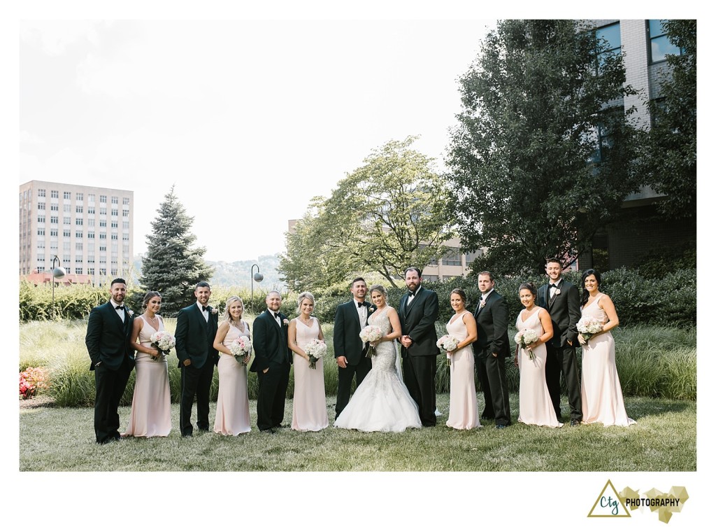 bridal party in downtown pittsburgh