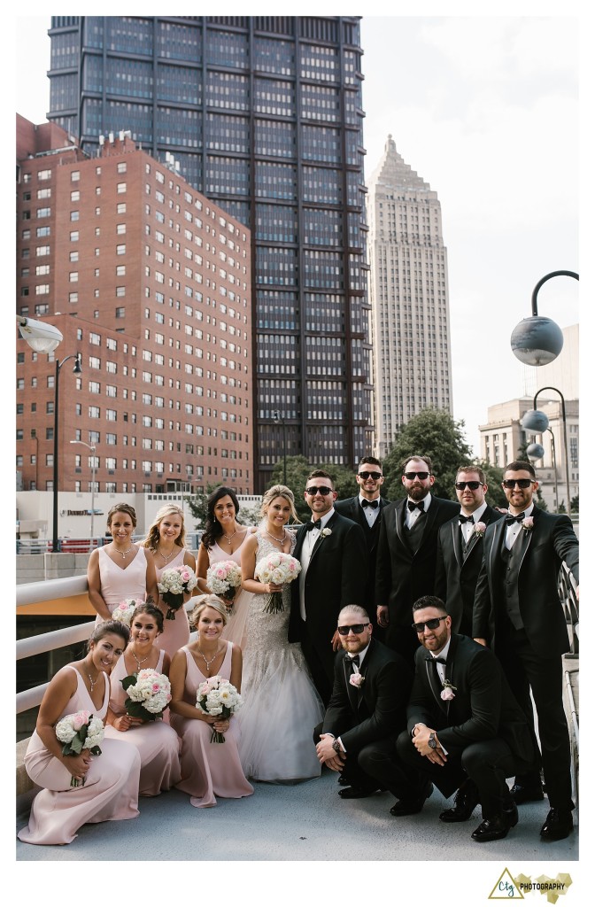 bridal party in downtown pittsburgh