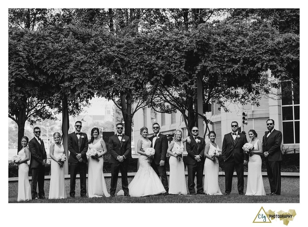 bridal party in downtown pittsburgh