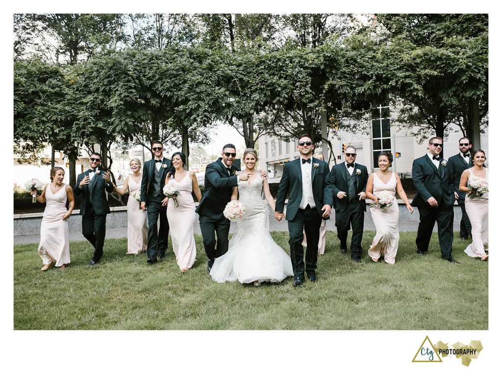 bridal party in downtown pittsburgh