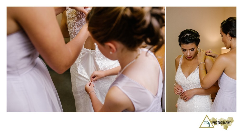 bride getting ready at kittanning country club