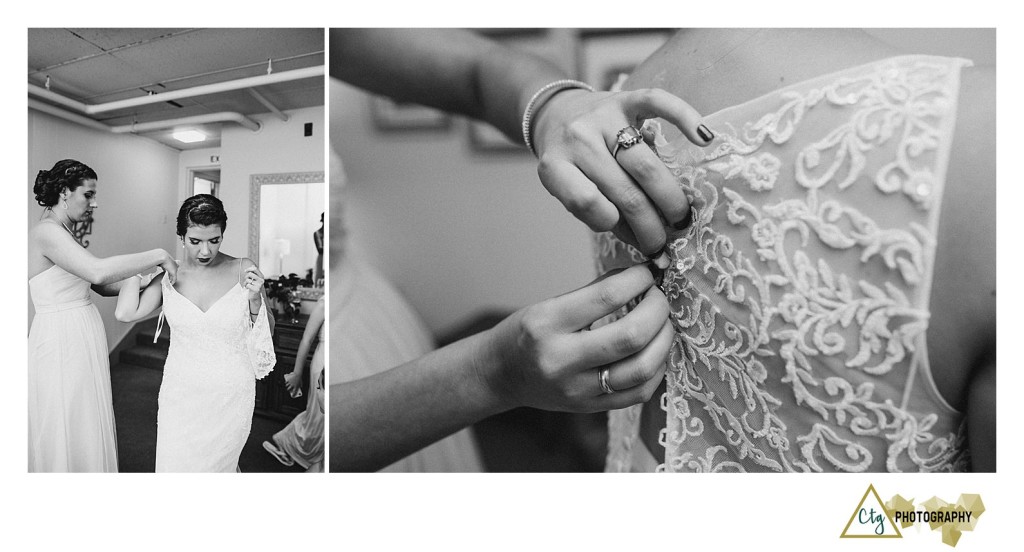 bride getting ready at kittanning country club