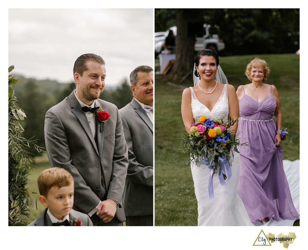 bride walking down aisle at kittanning country club