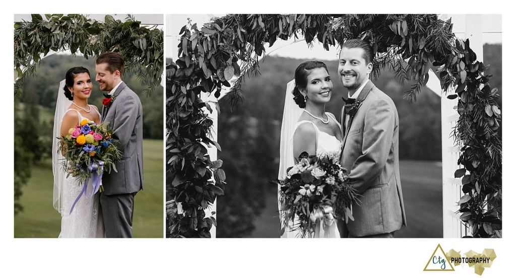 summer wedding photo of bride and groom