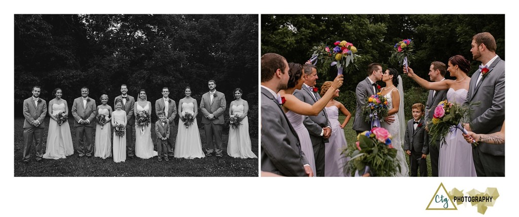 bridal party outside