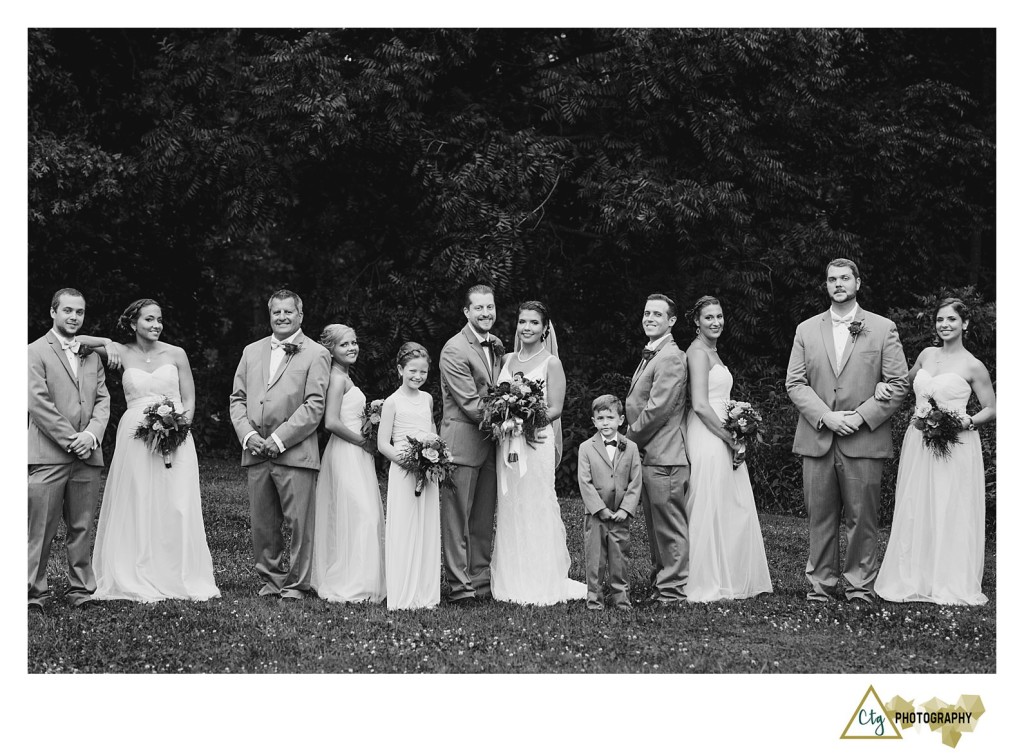black and white photo of bridal party