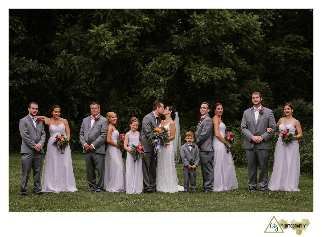 bride and groom kissing