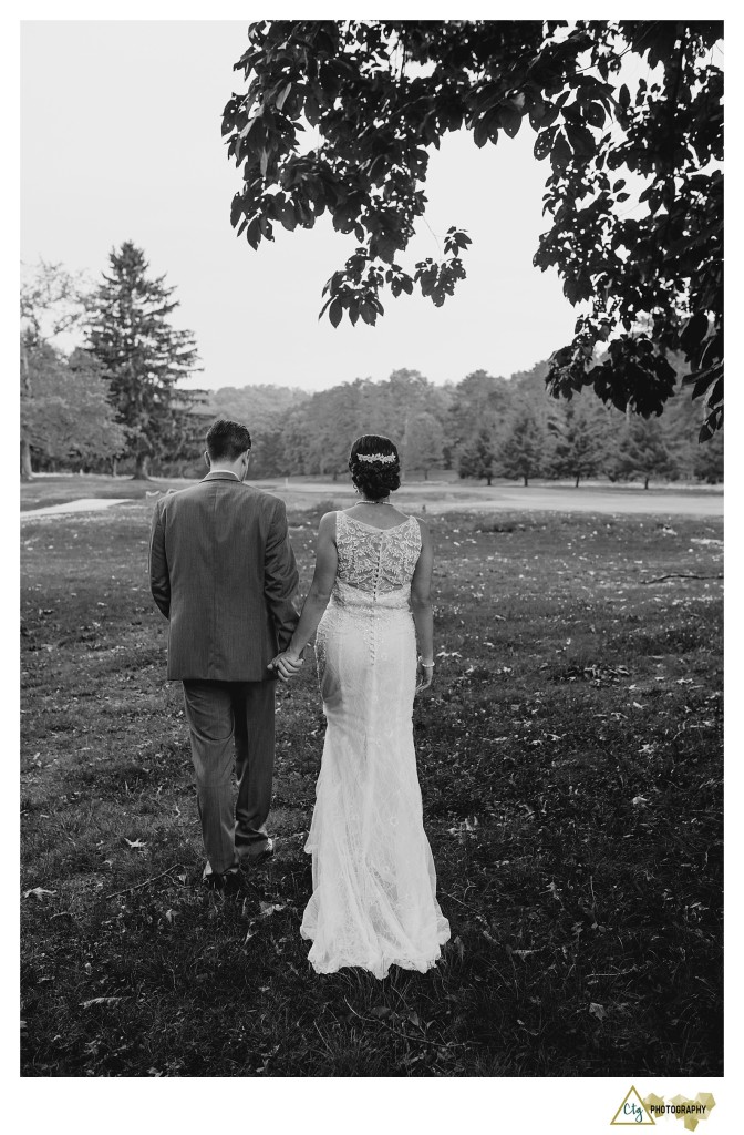 bride and groom walking