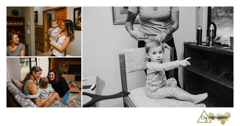 baby getting ready at a wedding