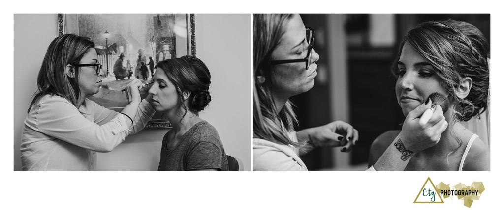 bride getting makeup done