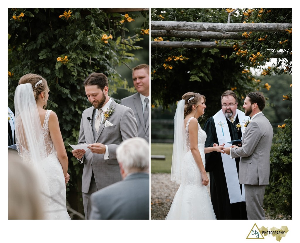 Bride and groom at the hayloft
