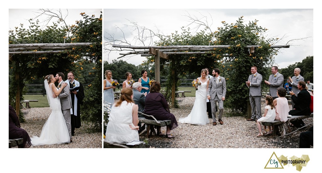 Bride and groom at the hayloft