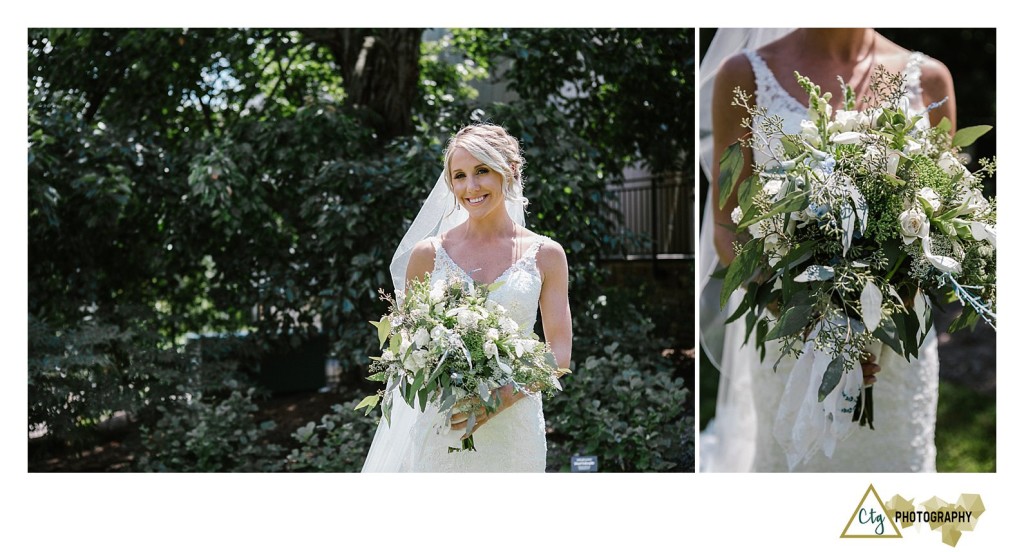 bride at pittsburgh botanic garden