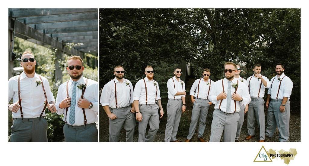 groomsmen at pittsburgh botanic garden