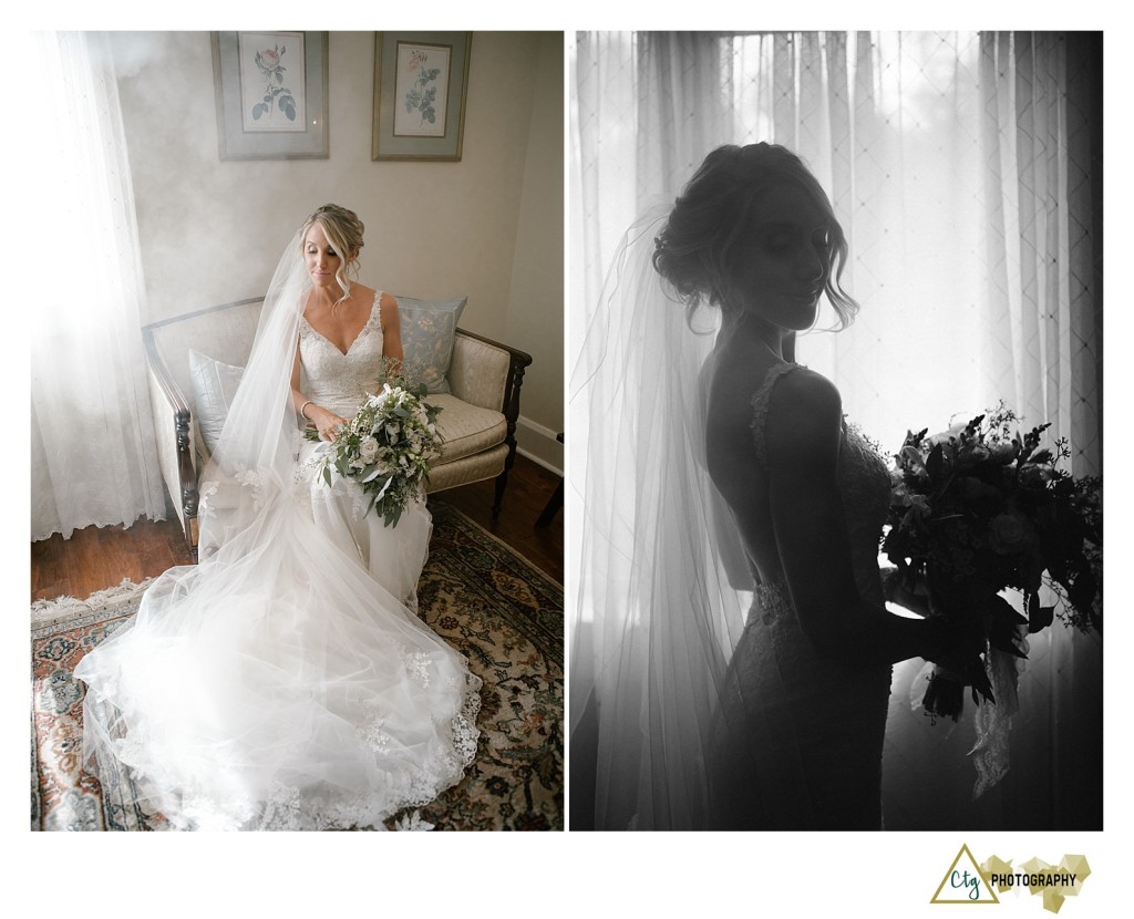 bride in smoky room