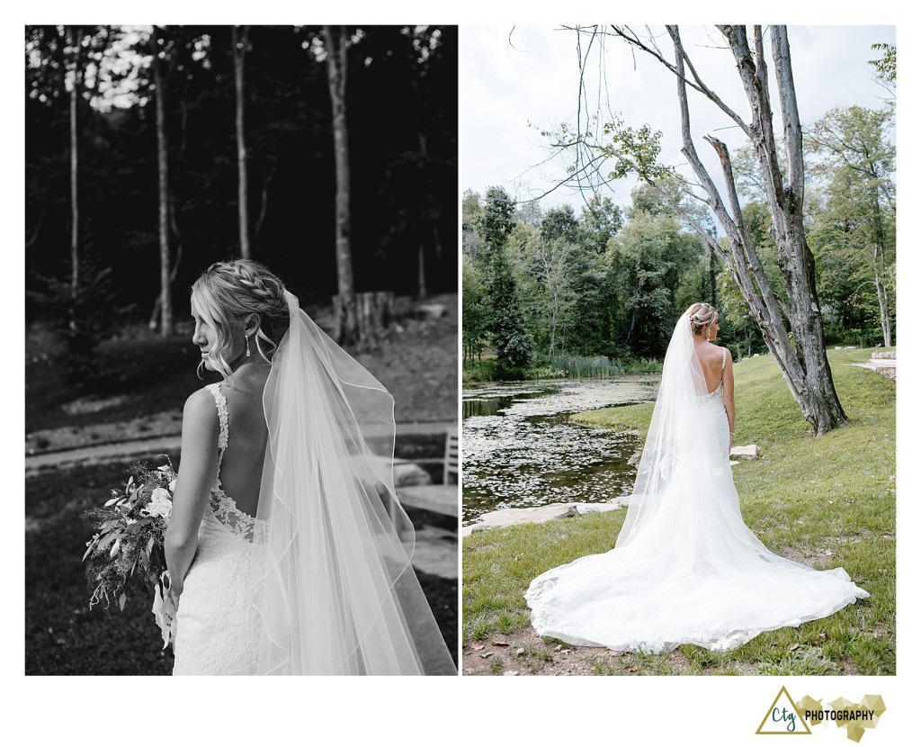 bride and groom at pittsburgh botanic garden