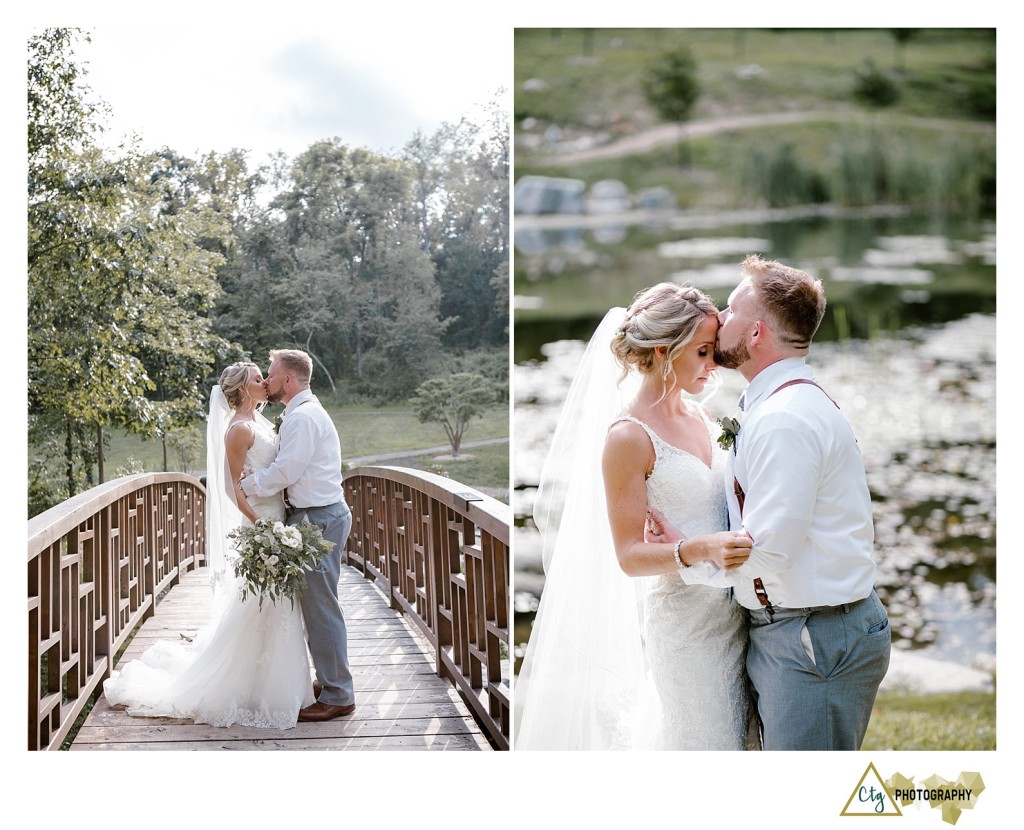 bride and groom at pittsburgh botanic garden