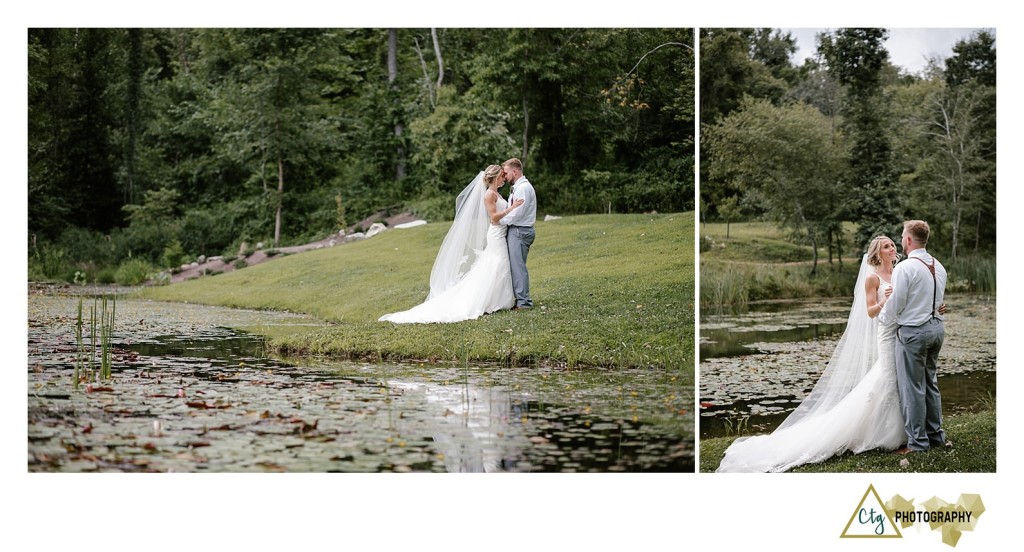 bride and groom at pittsburgh botanic garden