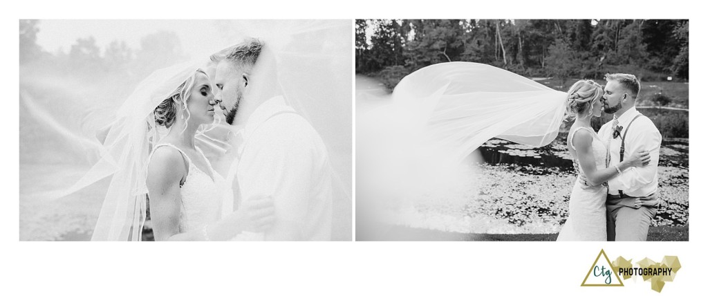 bride and groom at pittsburgh botanic garden