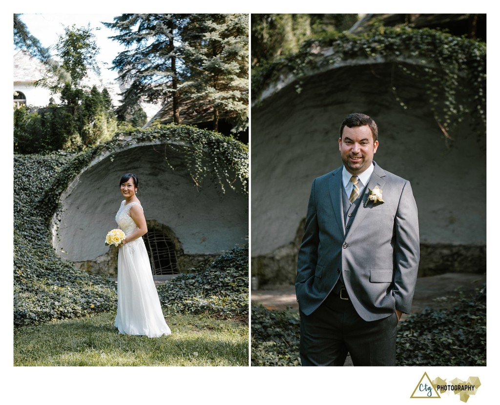 bride and groom at the hyeholde