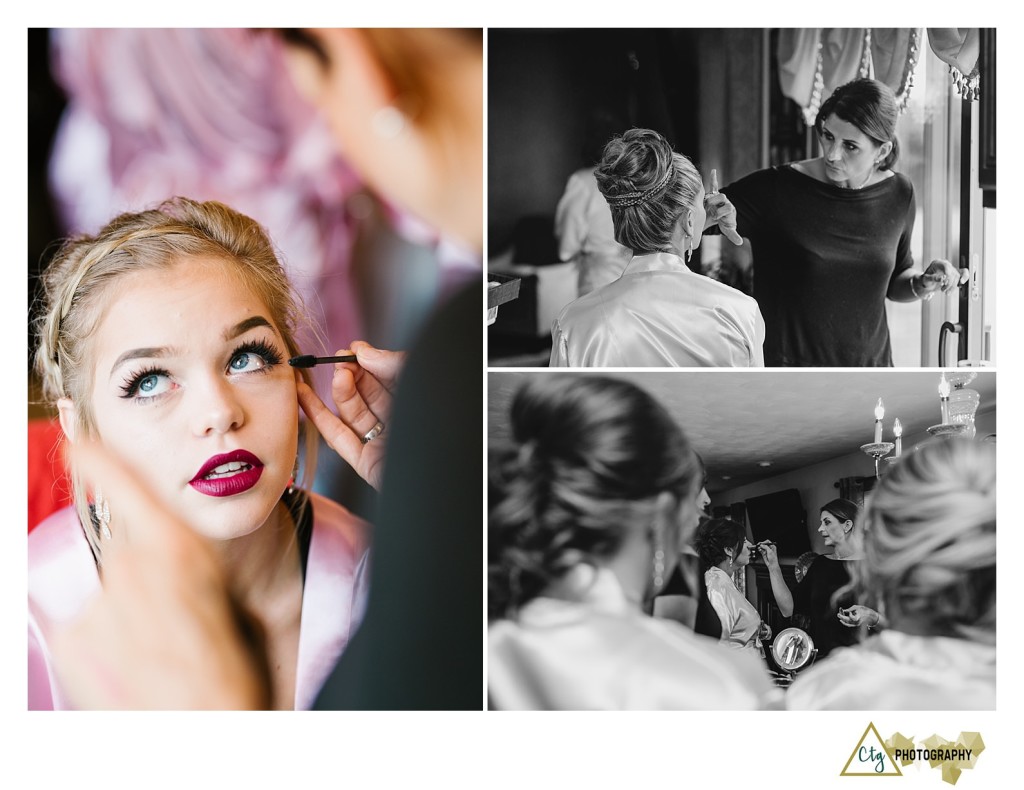 bridesmaids getting makeup done