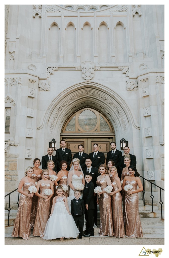 bridal party at Blessed Sacrament Cathedral 