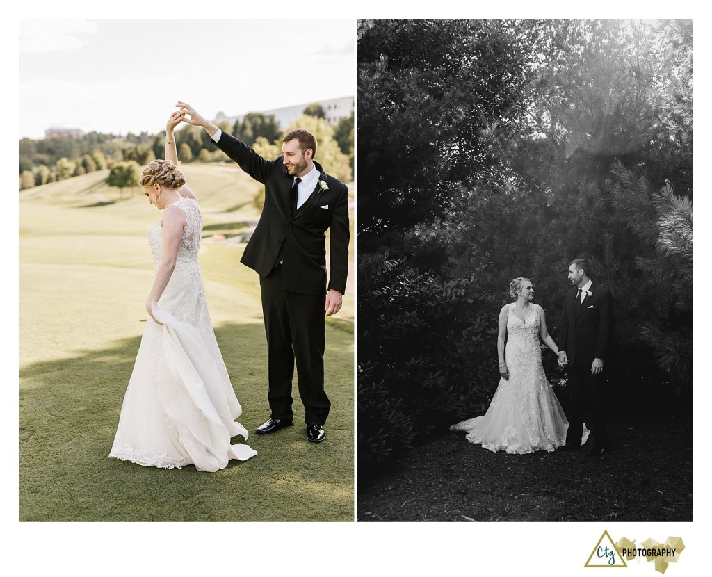 bride and groom at southpointe golf club