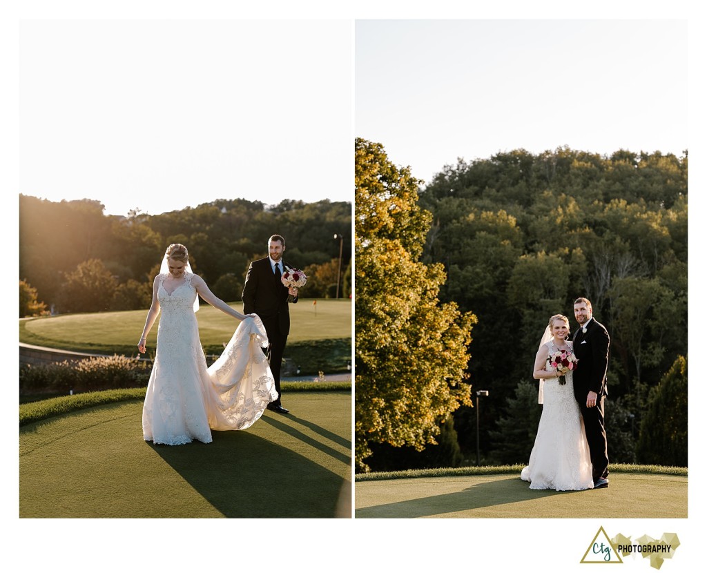 bride and groom at southpointe golf club