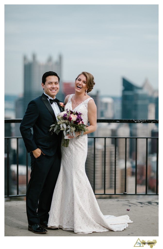 bride and groom on Mount Washington 