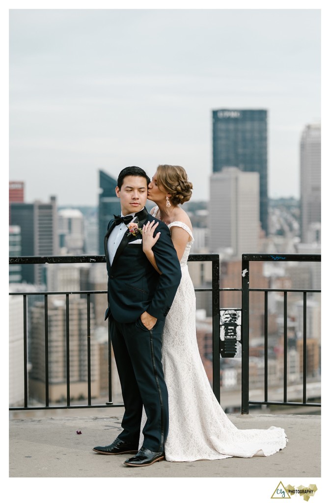 bride and groom on Mount Washington 