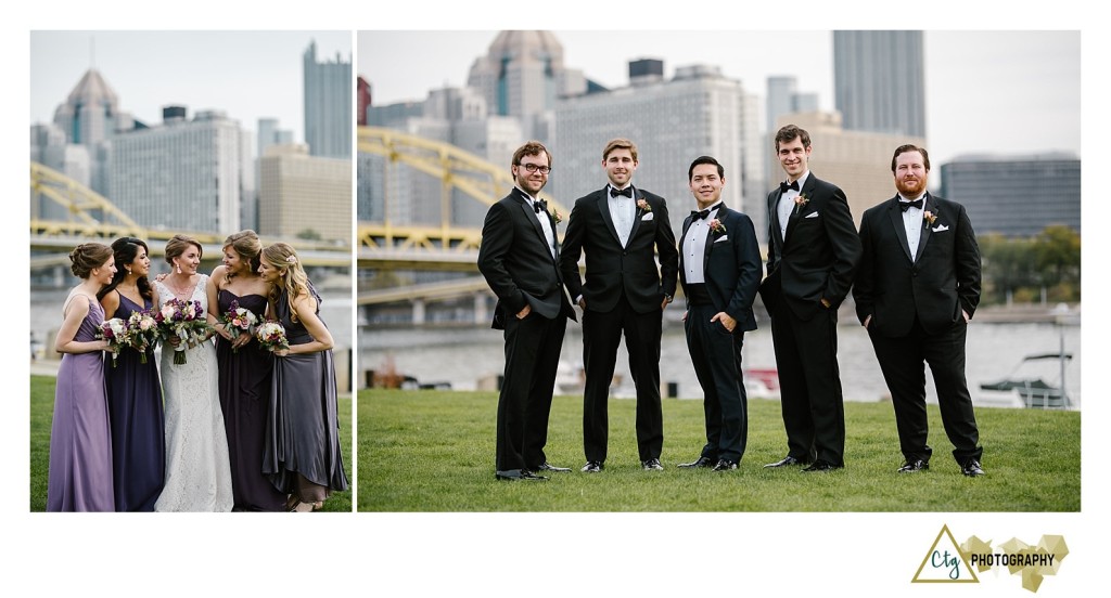 Bridal party at Pittsburghs North Shore