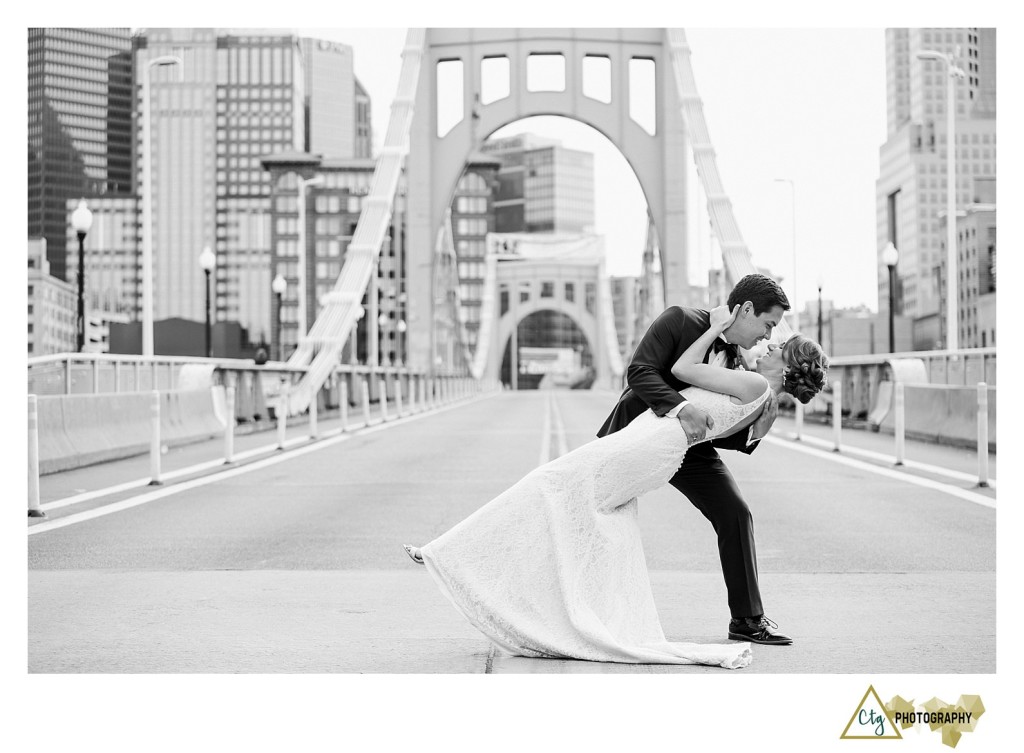 Bride and Groom on roberto clemente bridge