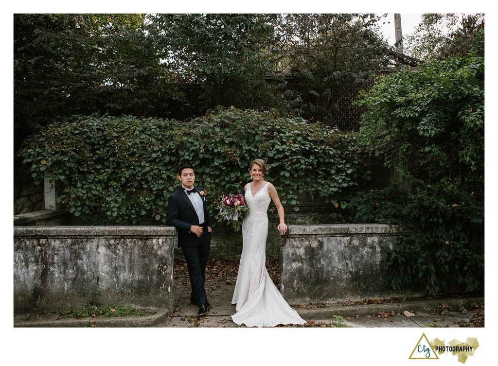 bride and groom at Mellon Park Pgh