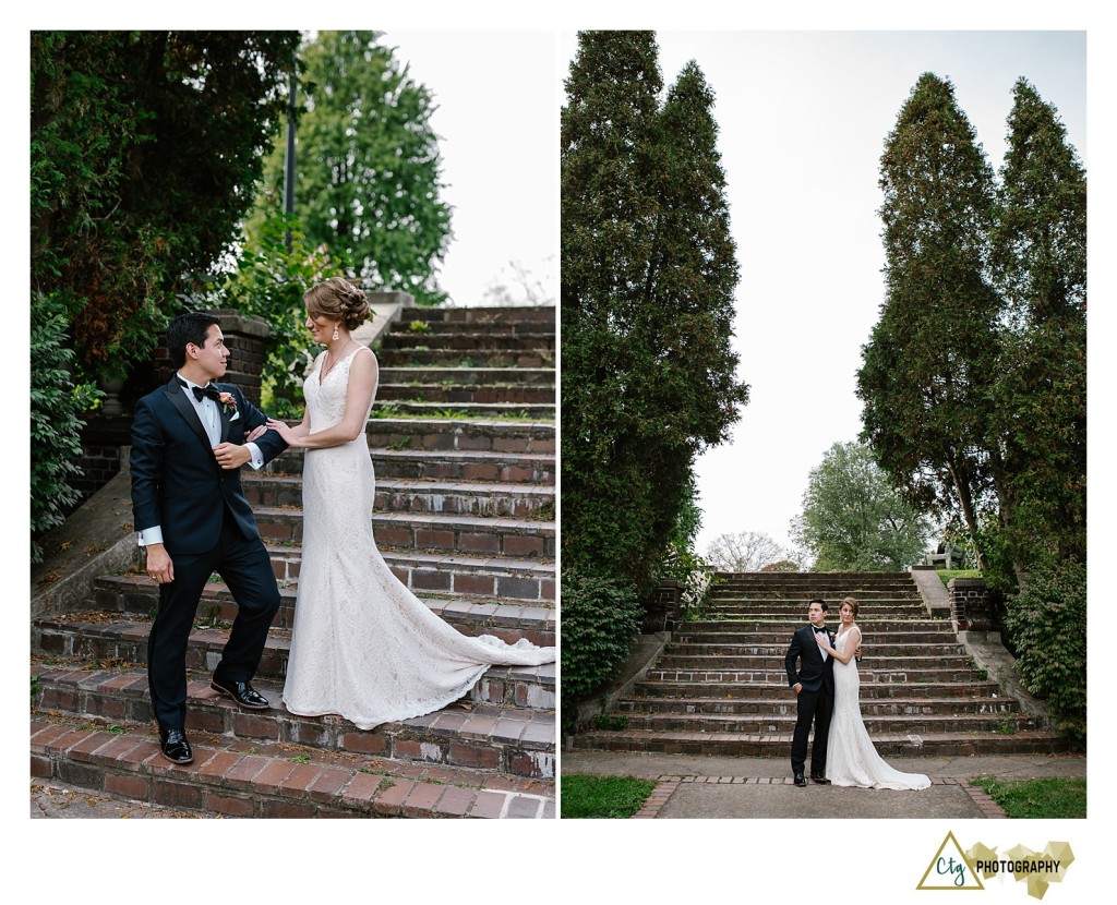 bride and groom at Mellon Park Pgh