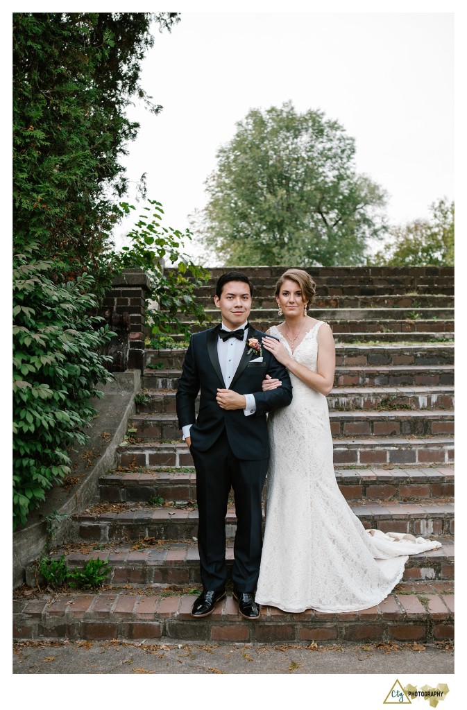 bride and groom at Mellon Park Pgh