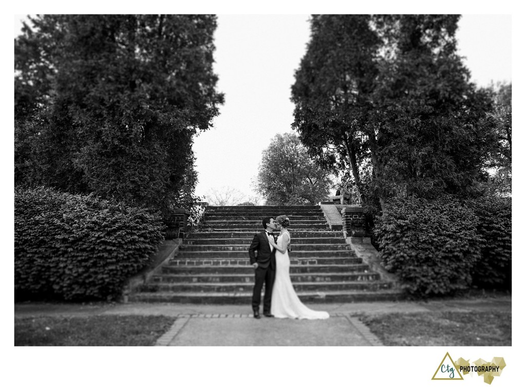 bride and groom at Mellon Park Pgh