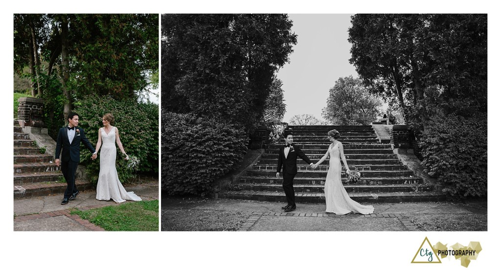 bride and groom at Mellon Park Pgh