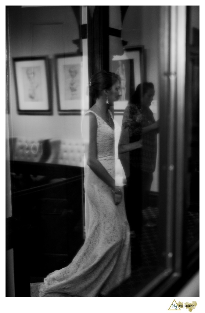 bride standing in hallway