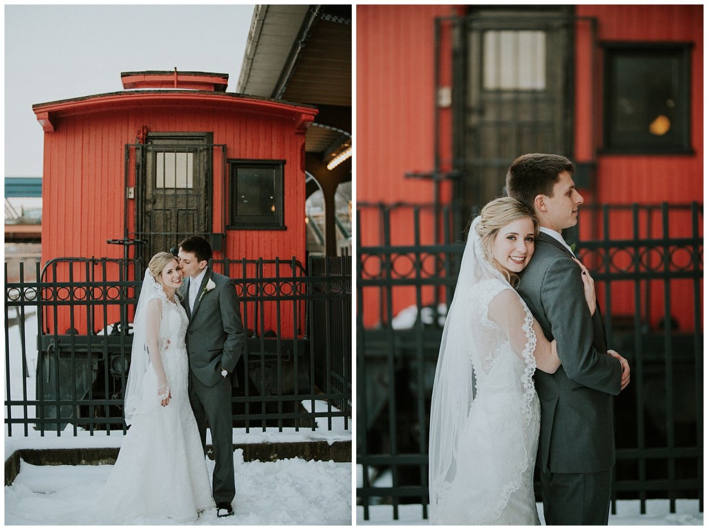 Bride and groom at station Square