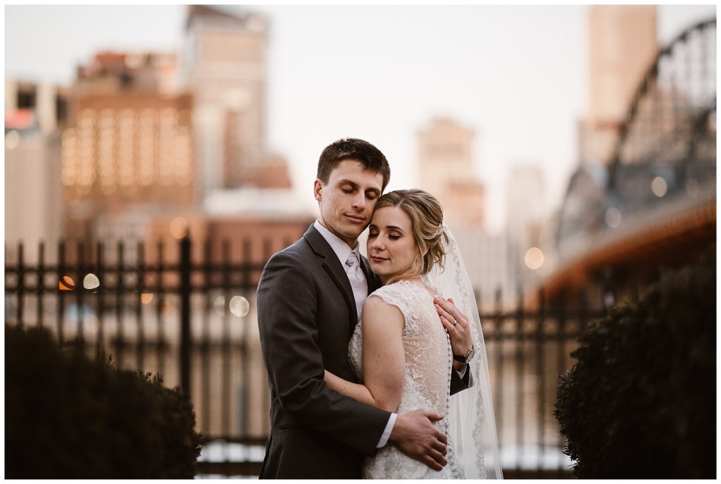 Bride and groom at station Square