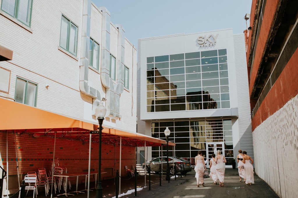 Bride getting ready at Sky Armory