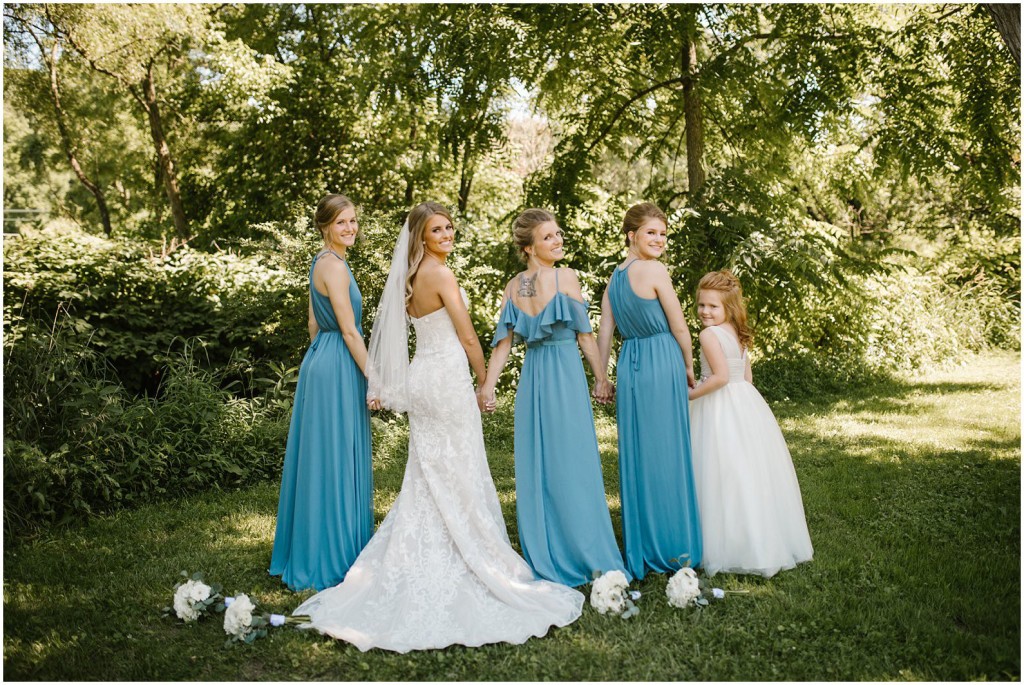 bridal party posing