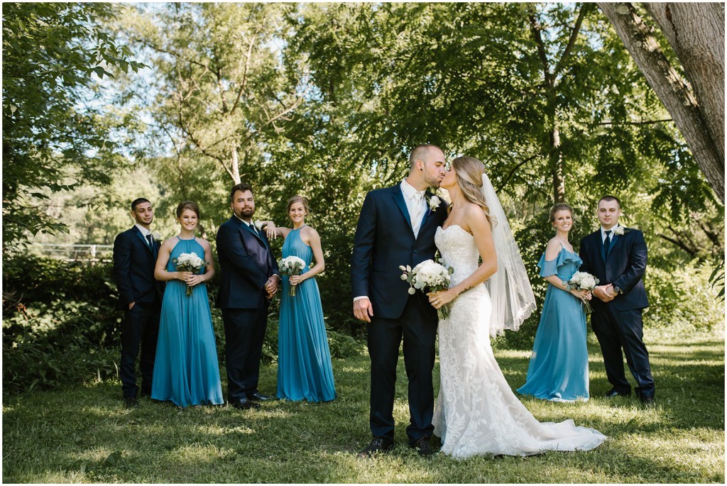 bridal party posing