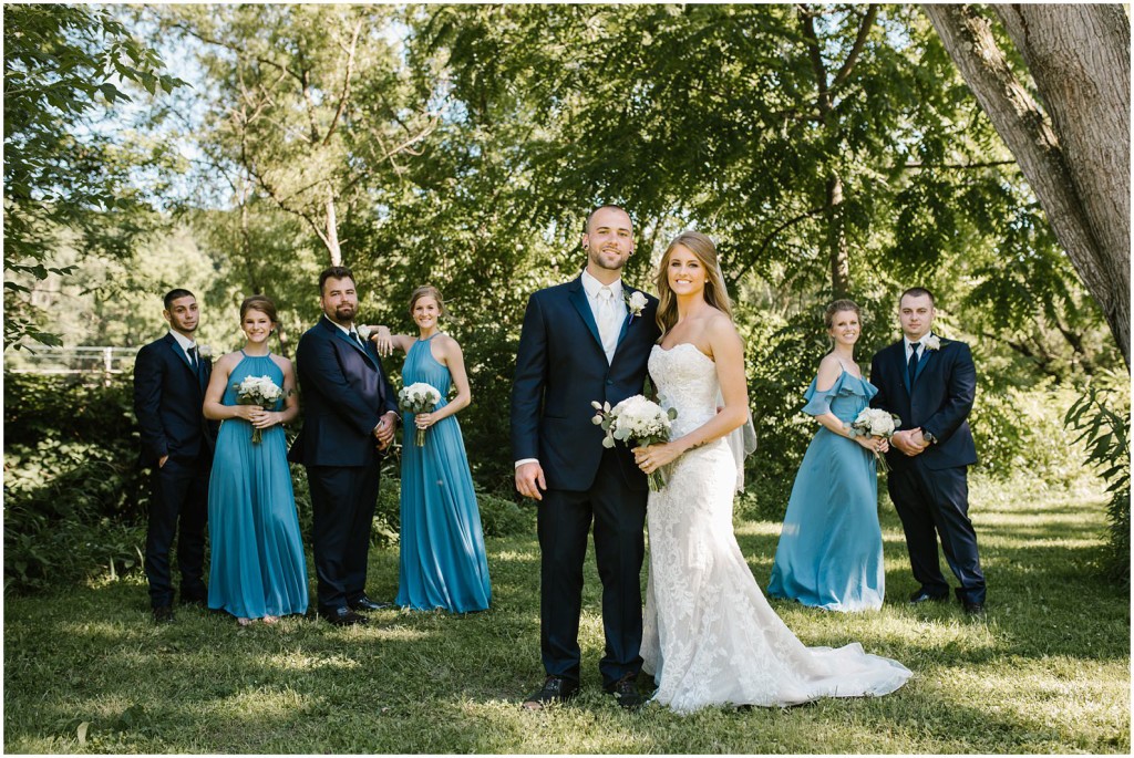 bridal party posing