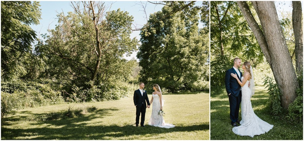 Bride and groom posing