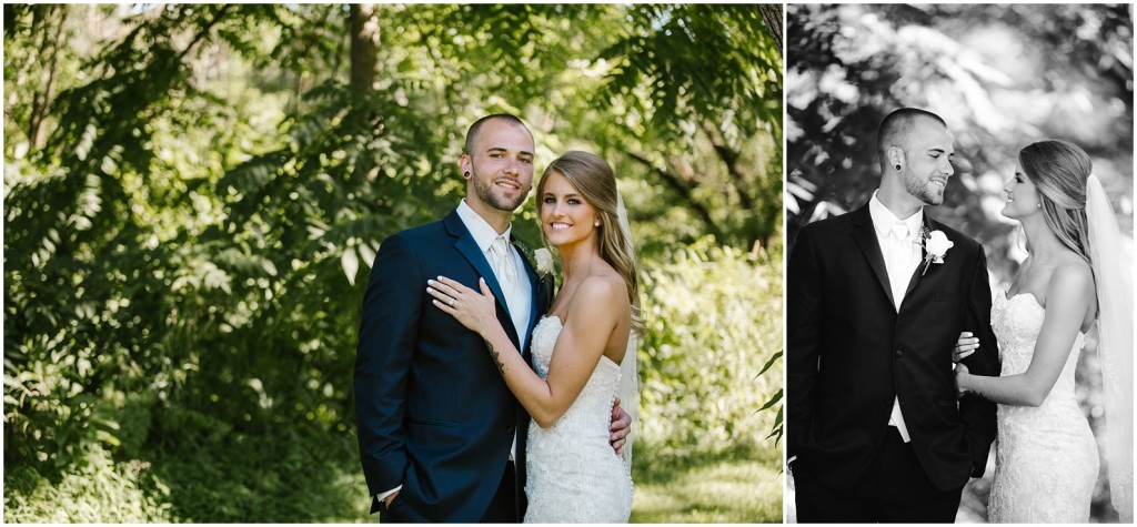 Bride and groom posing