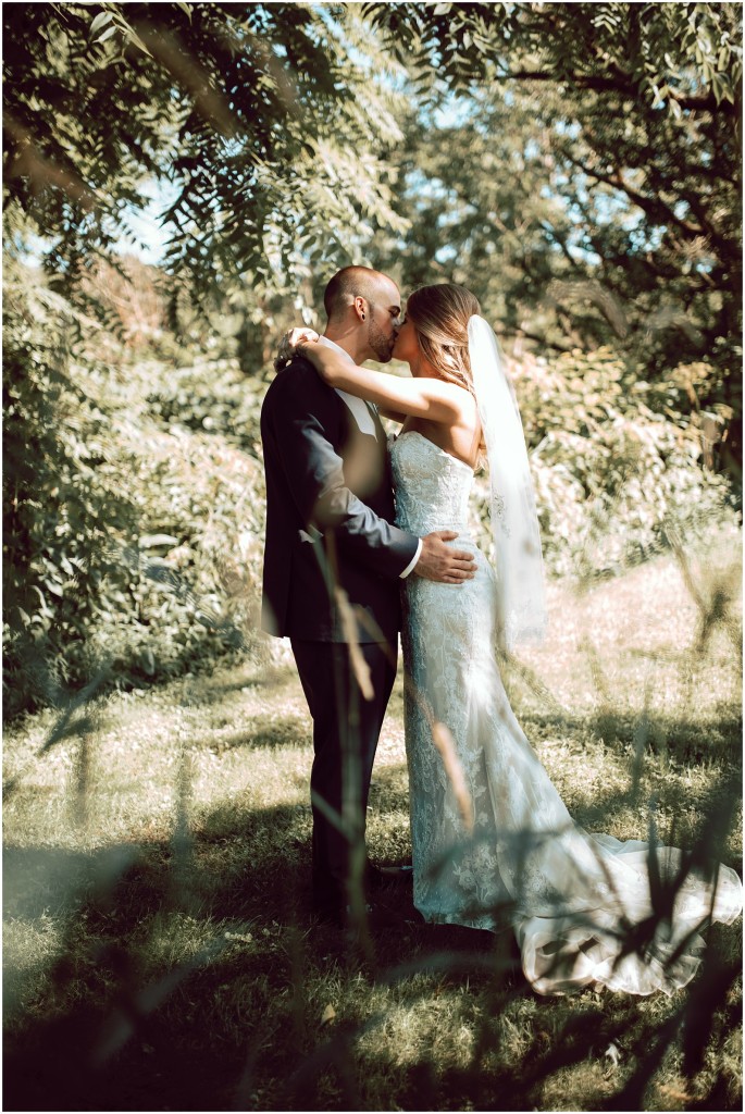 Bride and groom posing